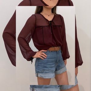 A&F Mesh Blouse - S / Maroon